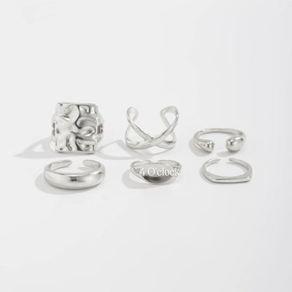 ✨RS106: Maximalistic Finger Ring Sets (Silver) - 6pcs (Full set adjustable)