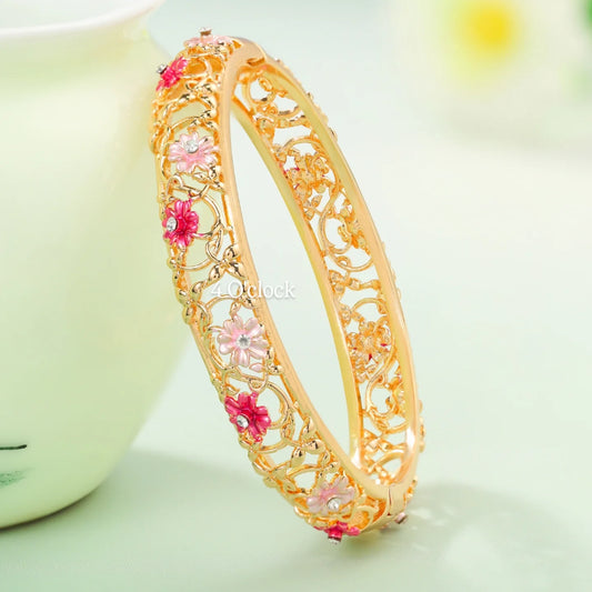 ✨🏰VC15: Cloisonné Vintage Victorian Bangles : Red & Pink 🌸🕯️
