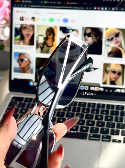 S30: Pinteresty Y2k Metal Hollow Sunglasses - Black (with box) Unisex