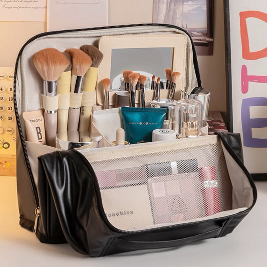 OG43: Multi Compartment Makeup Bag: Black