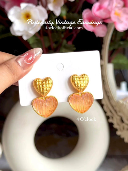 Vintage Earrings: Peach Heart