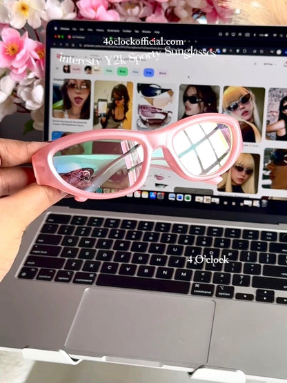 S10: Pinteresty Y2k Sports Sunglasses - Pink Glazed (with box)