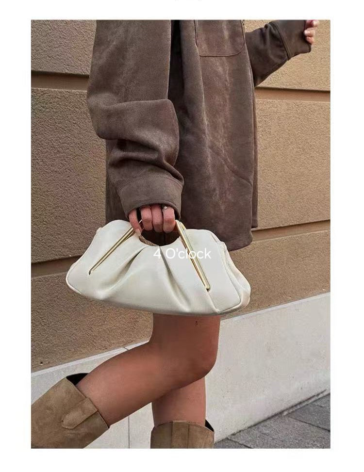 Metal Frame Handbag: Off-white