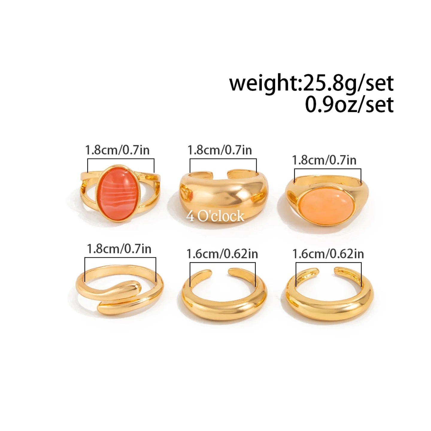 ✨RS102: Maximalistic Finger Ring Sets (Golden) - 6pcs (not adjustable)