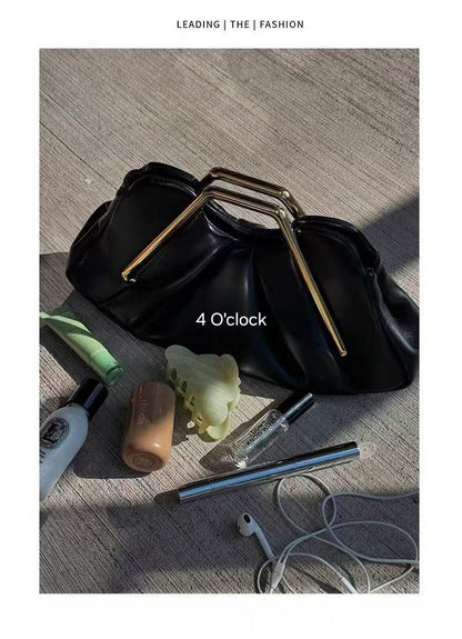 Metal Frame Handbag: Black
