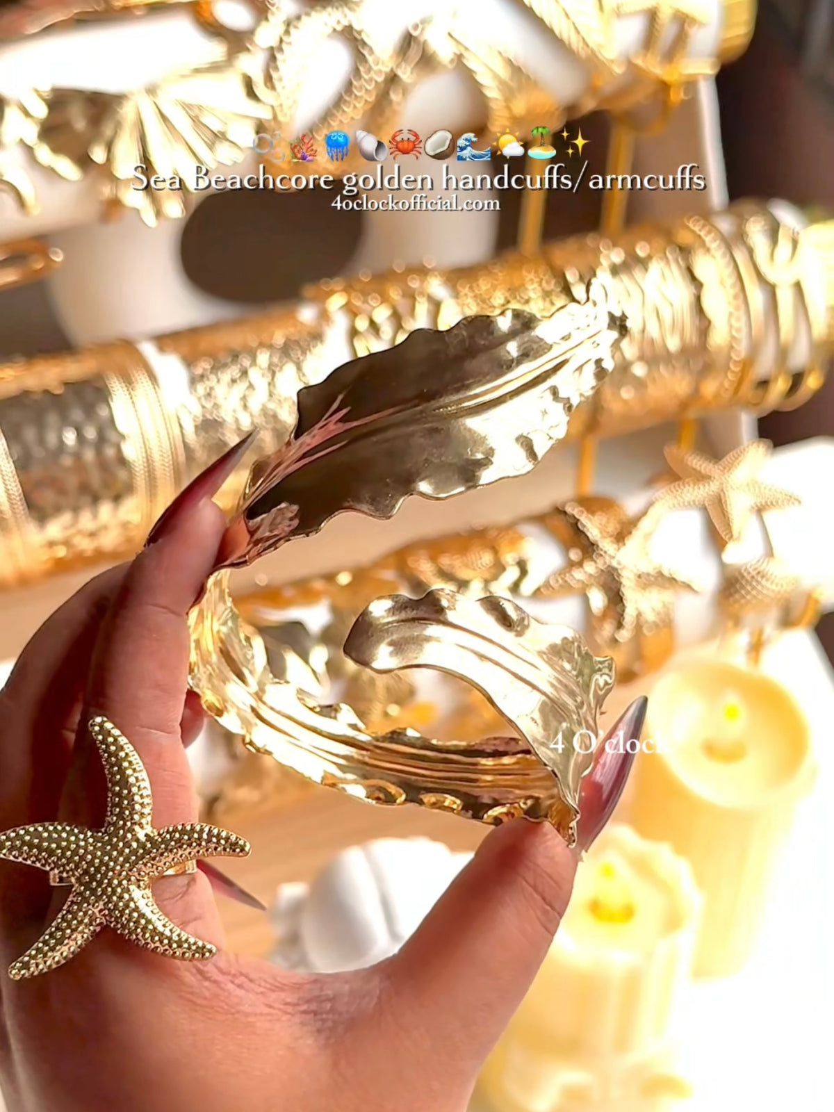 HC125: Handcuff for Stack: Gold Seagrass Bracelet