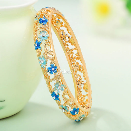 ✨🏰VC02: Cloisonné Vintage Victorian Bangles : Blue 🌸🕯️