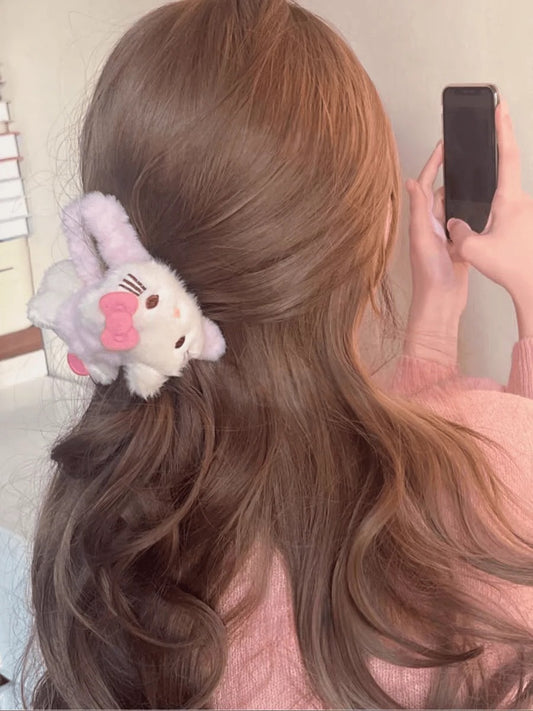 Hello Kitty Plushy Hairclaws: Light Pink