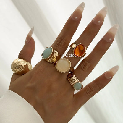 ✨RS75: Maximalistic Finger Ring Sets (Golden) - 5pcs (Full set adjustable)