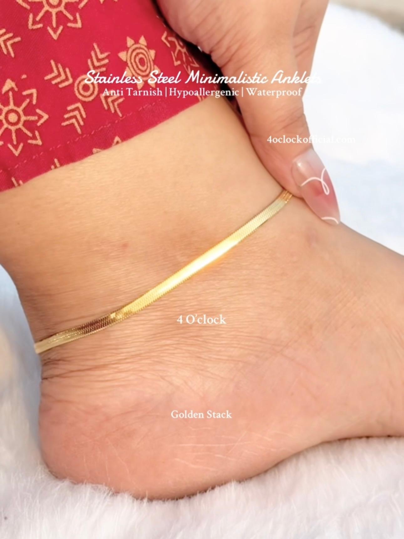 A09✨18k Gold Plated Stainless Steel Anklet: Golden Stack✨