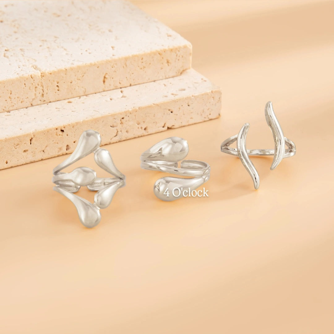 ✨RS108: Maximalistic Finger Ring Sets (Silver) - 3pcs (Full set adjustable)