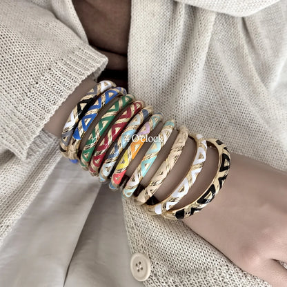 ✨🦢VC87: Vintage Victorian Enamel Bangles : Crimson Velvet 🌸🕯️