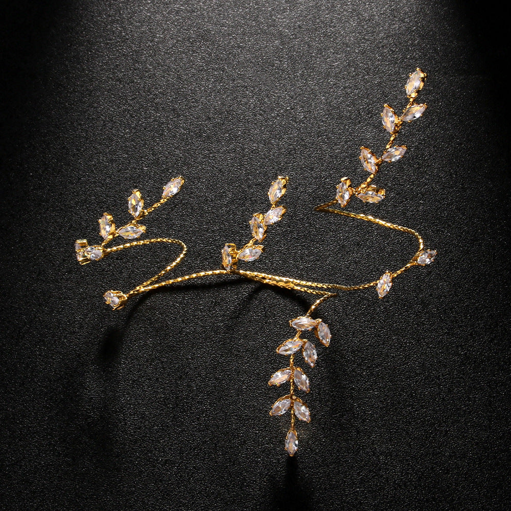 handacc02: Zircon Stone Hand Harness: Golden