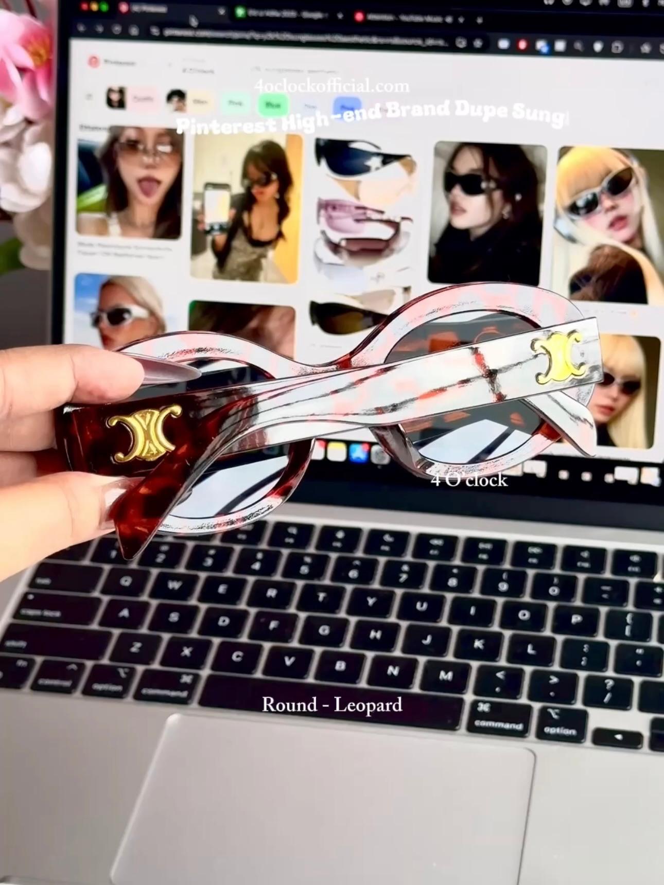 S14: Pinteresty High-End Brand Dupe Round Sunglasses - Leopard + Brown (with box)