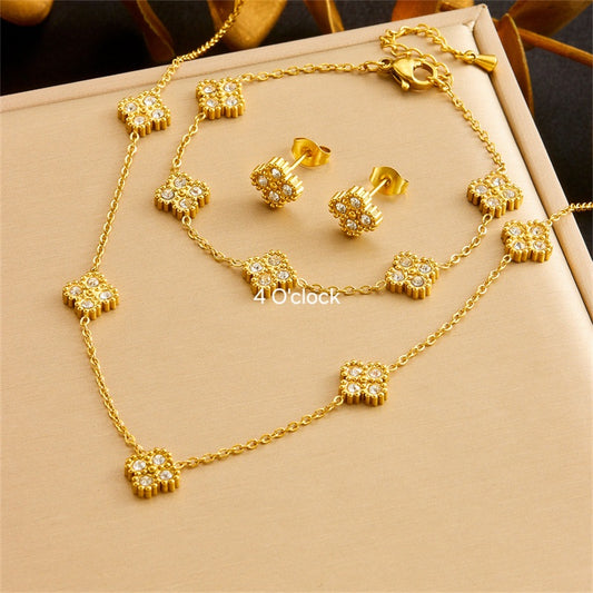 CS17: 18K Gold Plated Premium Stainless Steel Charm Necklace Set