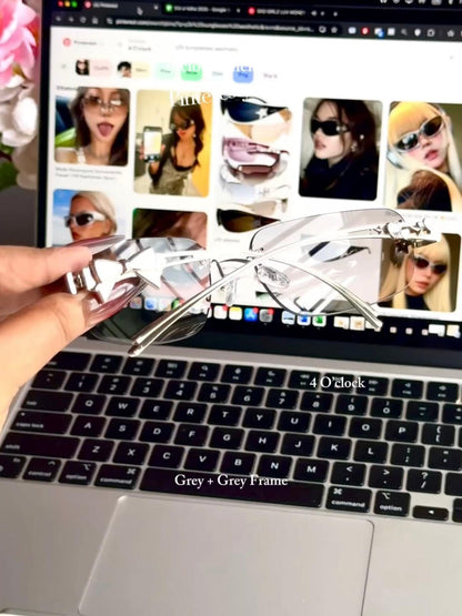 S19: Pinteresty Rimless Y2K Bow sunglasses: Grey + Grey (with box)