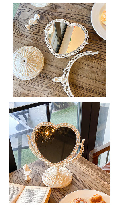 M05: Vintage Mirror: Vintage Heart Shape: Pink