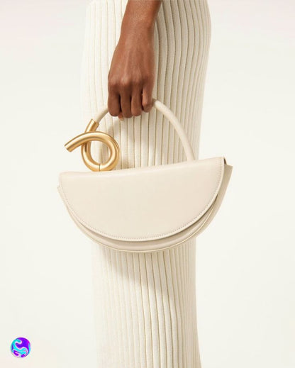 Half Moon Leather Handbag: Khaki