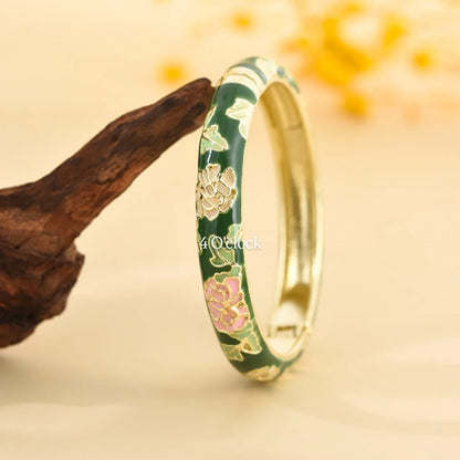 ✨🦢VC103: Vintage Victorian Enamel Bangles : Green Muse 🌸🕯️