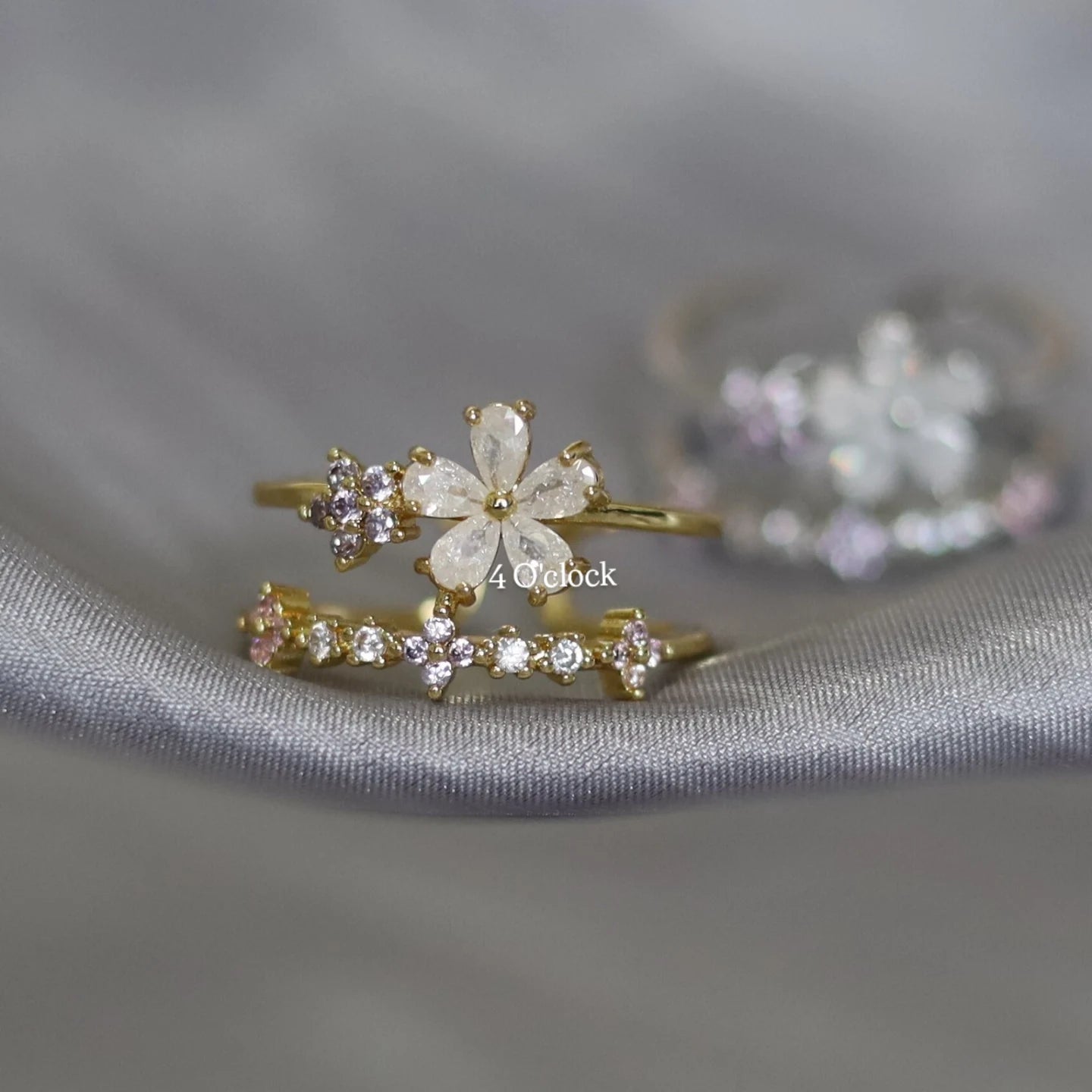 💍R236: Stainless Steel Zircon Minimalistic Finger Ring: Crystal Bloom (1pc) (With Box)✨