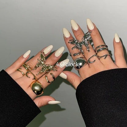 ✨RS111: Maximalistic Finger Ring Sets (Golden) - 6pcs (Adjustable-Non adjustable mixed sizes)