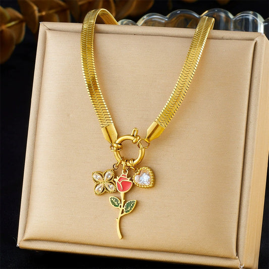CN53: 18K Gold Plated Premium Stainless Steel Charm Necklace