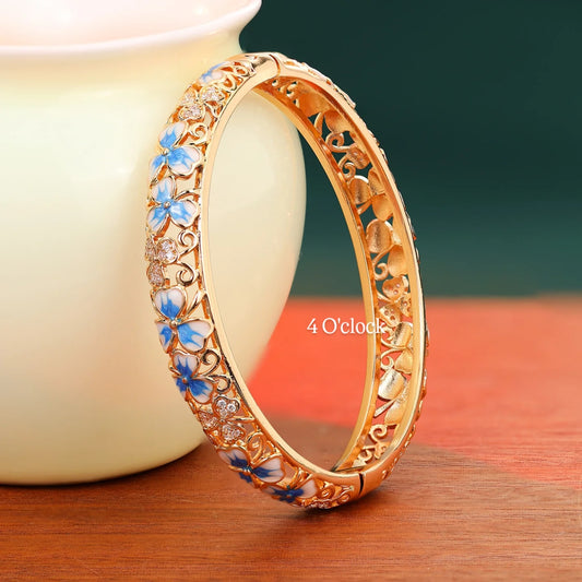 ✨🏰VC54: Cloisonné Vintage Victorian Bangles : Blue 🌸🕯️