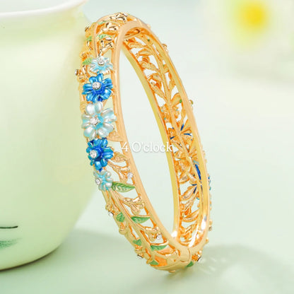 ✨🏰VC30: Cloisonné Vintage Victorian Bangles : Blue 🌸🕯️