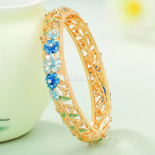 ✨🏰VC30: Cloisonné Vintage Victorian Bangles : Blue 🌸🕯️