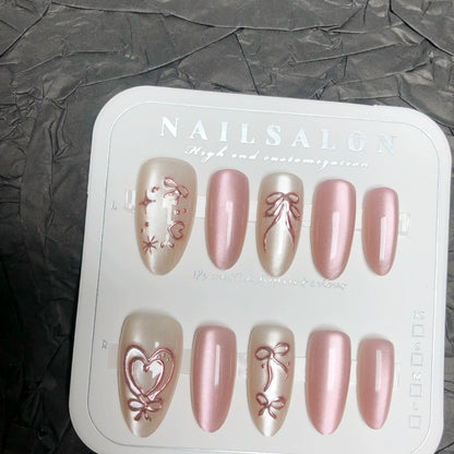 N23: Press On Nails: Ballet Blush . Size M (10 Pcs) - With 12pcs FREE glue stickers.