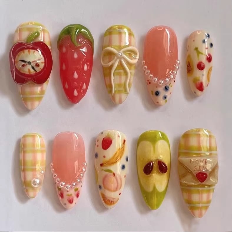 NS1: 3D Press On Nails Set. Size S (10 pcs)