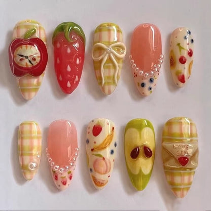 NS1: 3D Press On Nails Set. Size S (10 pcs)