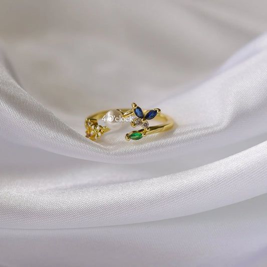 💍R251: Stainless Steel Zircon Minimalistic Finger Ring: Pearlora (1pc)(With Box)✨