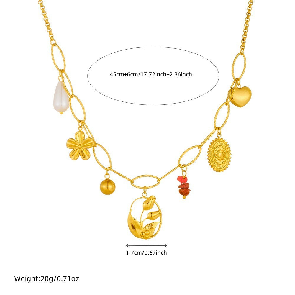 CN44: 18K Gold Plated Premium Stainless Steel Charm Necklace