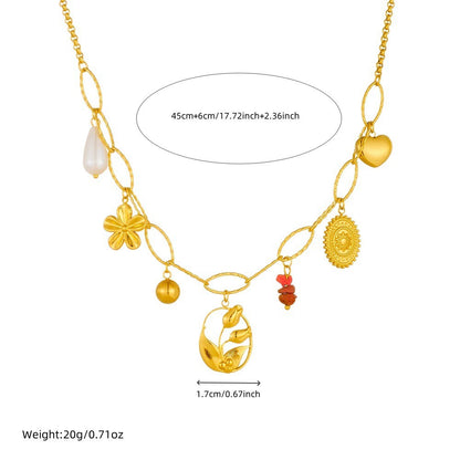 CN44: 18K Gold Plated Premium Stainless Steel Charm Necklace