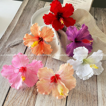 Hibiscus Flower Side Hair Clip: Champagne