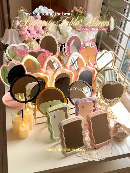M05: Vintage Mirror: Vintage Heart Shape: Pink