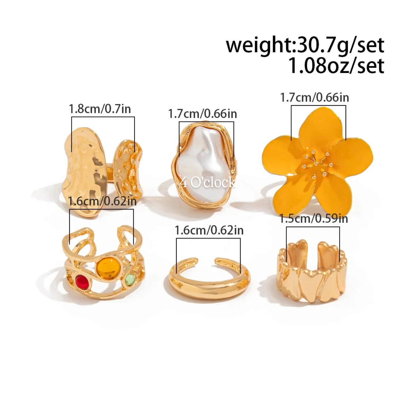✨RS62: Maximalistic Finger Ring Sets (Golden) - 6pcs (Full set adjustable)