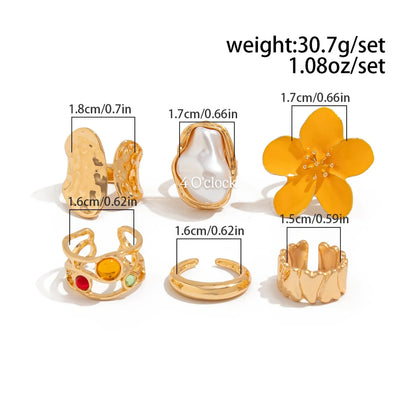 ✨RS62: Maximalistic Finger Ring Sets (Golden) - 6pcs (Full set adjustable)