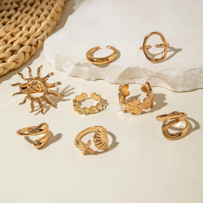 ✨RS92: Maximalistic Finger Ring Sets (Golden) - 8pcs (Full set adjustable)