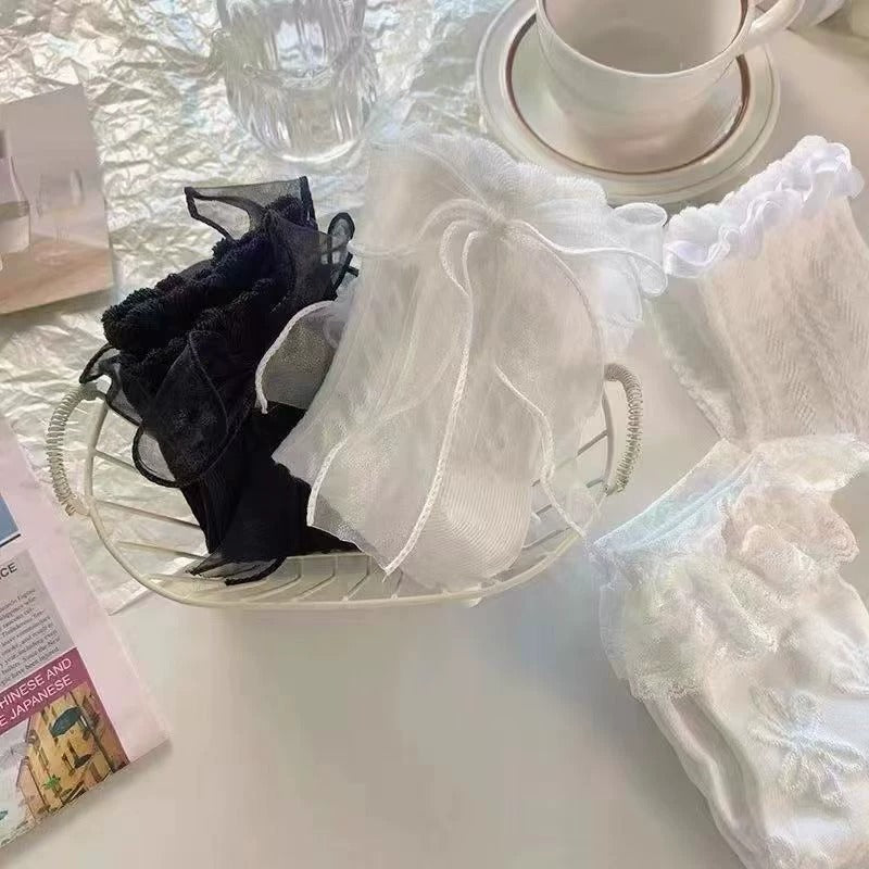 Vintage Socks: White Bow