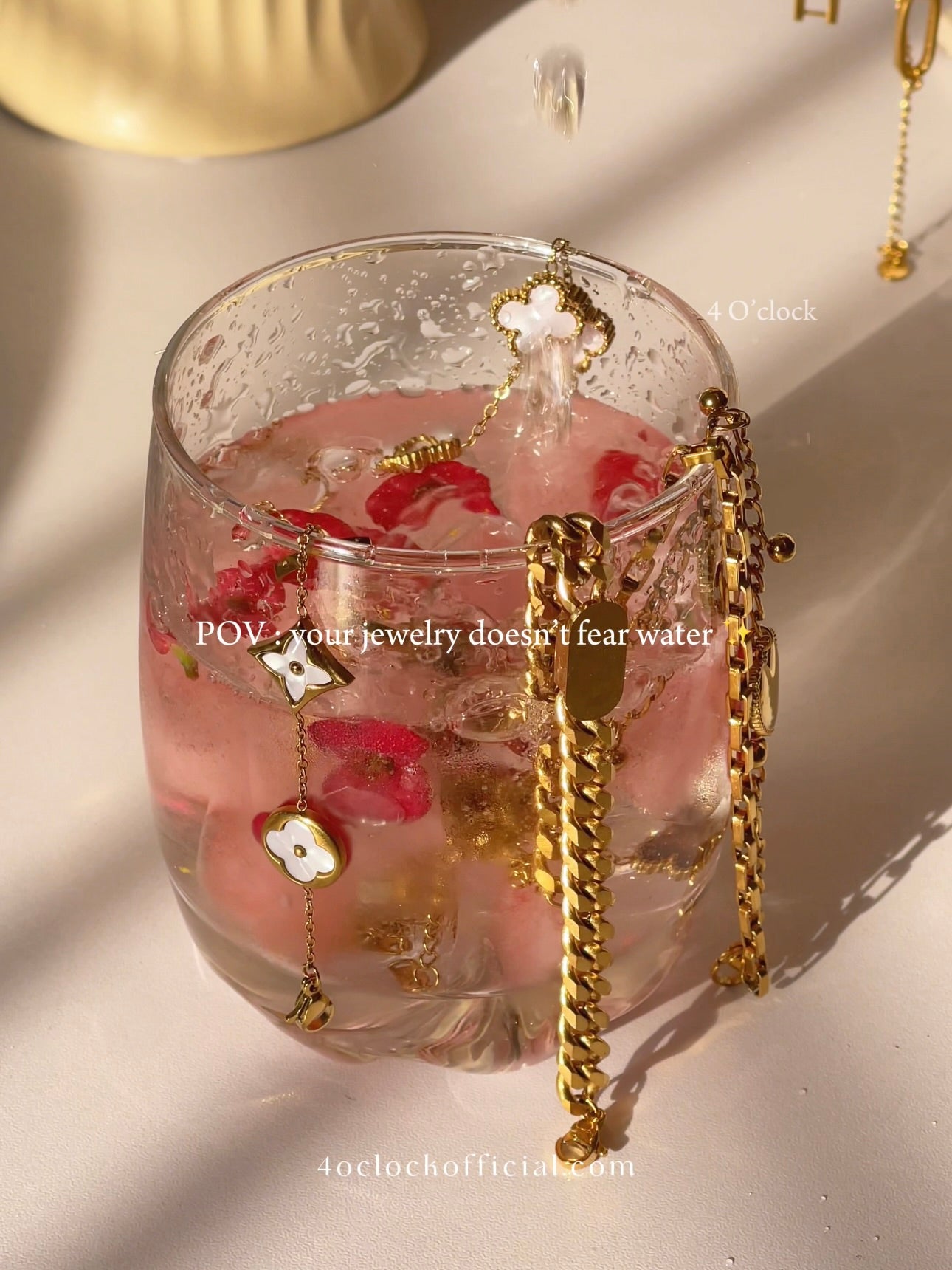 B53: 18k Gold Plated Stainless Steel Minimalist Bracelet: Pink Gradient