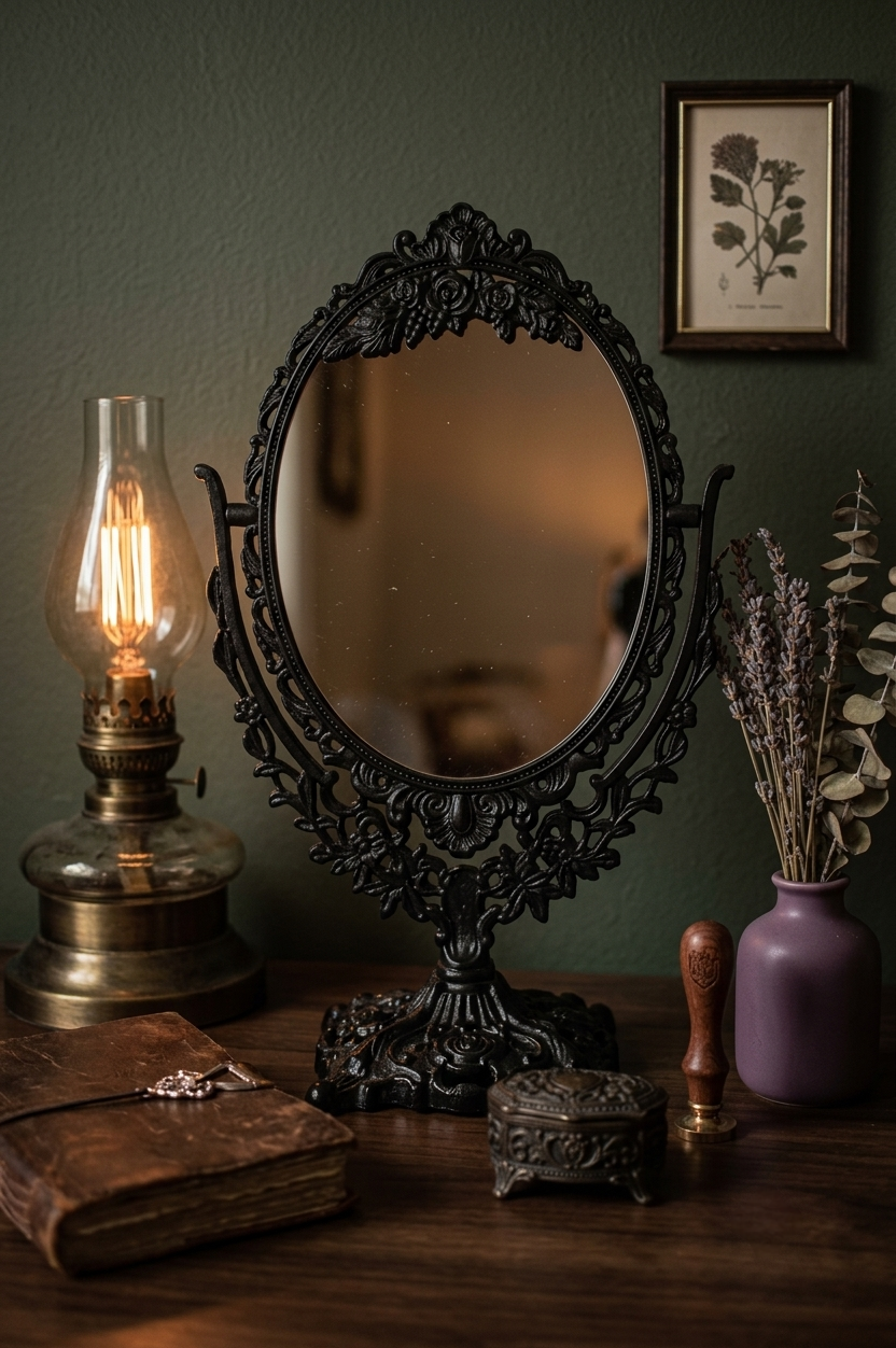 M25: Vintage Mirror: Vintage Oval: Black