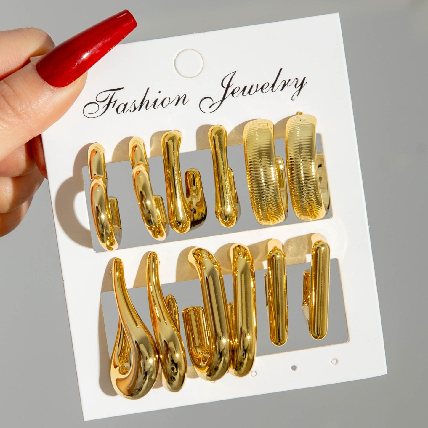 ES5: Maximalist Golden Earrings Set (6 pair)