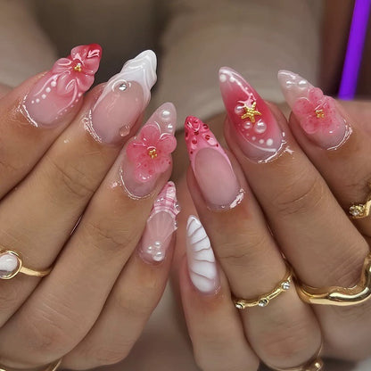 N21: Press On Nails: Precious Petals. Size XS (10 Pcs) - With 12pcs FREE glue stickers.