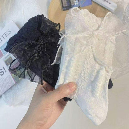 Vintage Socks: White Bow