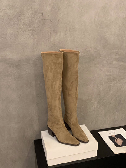 Seude Knee High Boots:  Brown, Black, Khaki (PRE ORDER ONLY)