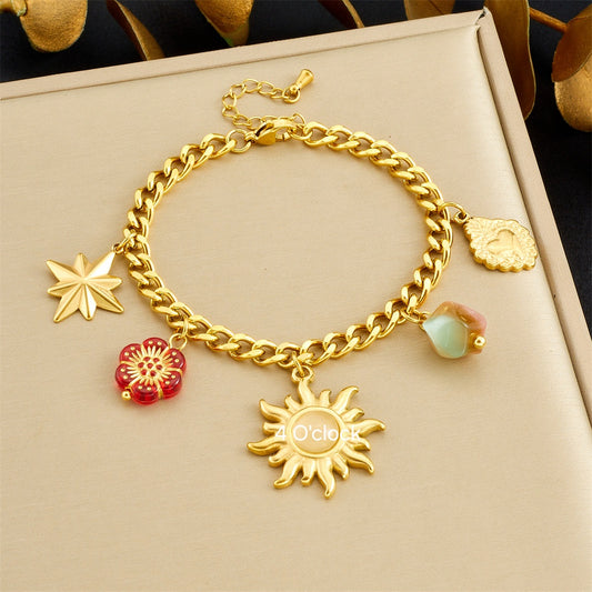 CS13: 18K Gold Plated Premium Stainless Steel Charm Bracelet