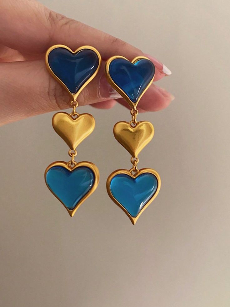 Vintage Earrings: Deep Ocean Heart