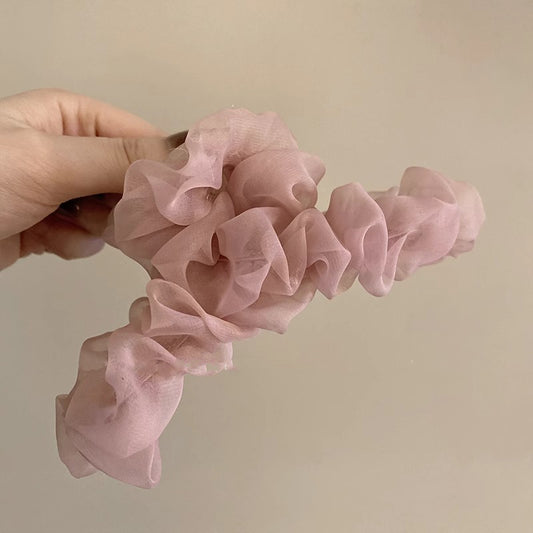 Mesh Ruffle Hairclaw: Pink